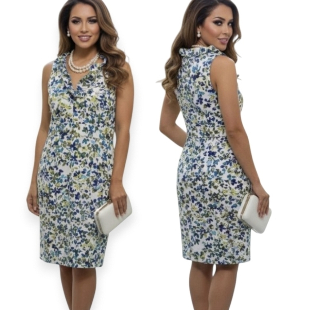 Maggy London London Times Collection Shift Dress A Line 10 Sleeveless V Neck